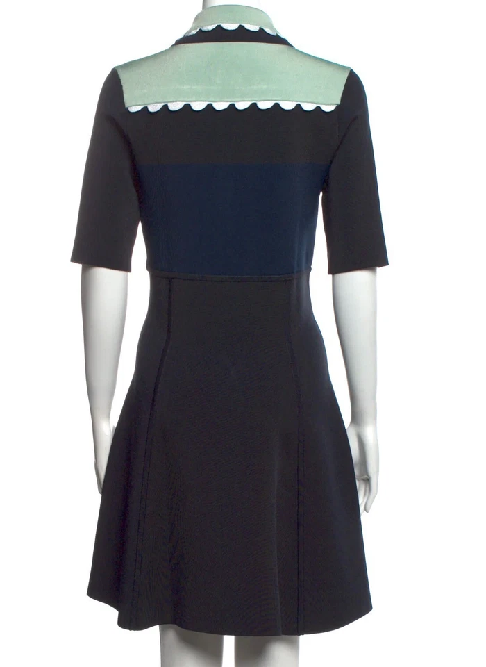 Vestido Issa $495 Azul Menta Verde Blanco Borde Elástico Tejido Cremallera Talla M Foto 2 de 4