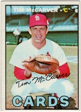 1967 TOPPS 485 TIM McCARVER VINTAGE ST LOUIS CARDINALS BASEBALL ! NO CREASES !