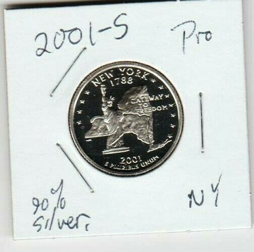 2001 S New York PROOF 90% Silver STATE 1788b QUARTER Freedom Liberty LOW Min A T - Picture 3 of 3