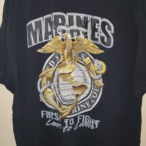 Vintage Marine Corps Shirt Men XL USA Semper Fidelis Black Inc Design - Bild 4 von 5