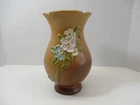 Vtg WELLER POTTERY Vase G-8 Brown Beige Ombre Apple Blossoms Flowers *Chip