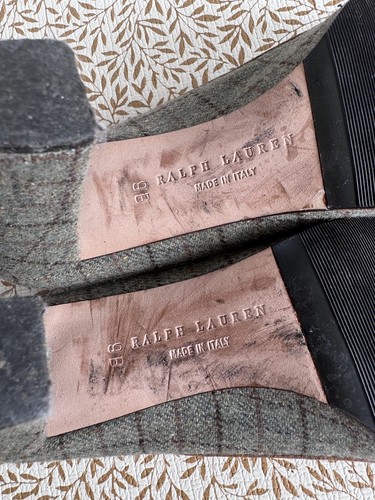 Ralph Lauren Size UK 7 US 9 Tweed Brogue Court Heels Brown Green Tartan Check - Picture 6 of 11