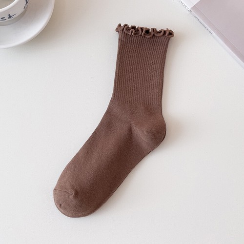 6Pair Women's Ruffle Socks Casual Breathable Knit Cotton Soft Frilly Crew Socks - Picture 20 of 22