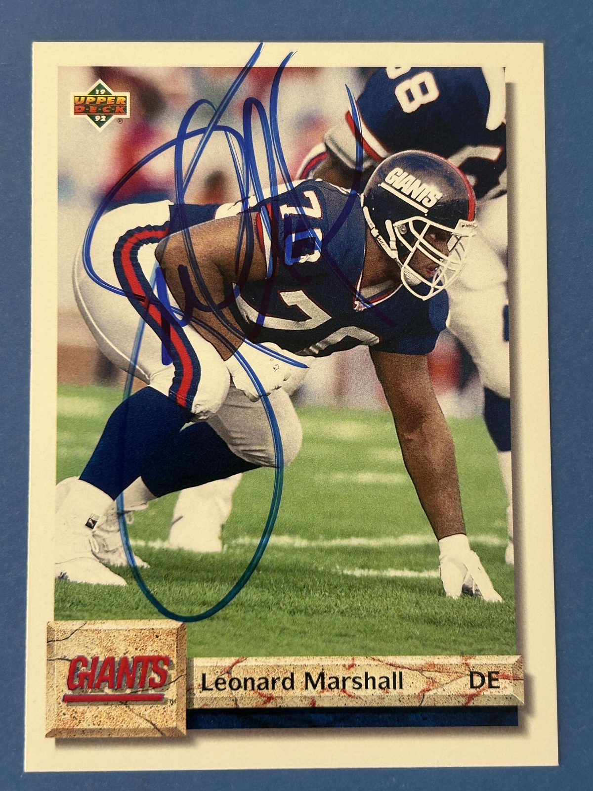Leonard Marshall Autograph Signed 1992 Upper Deck New York Giants
