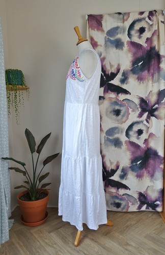 BNWT BODEN White tiered embroidered jersey dress size 10 r - Picture 8 of 11