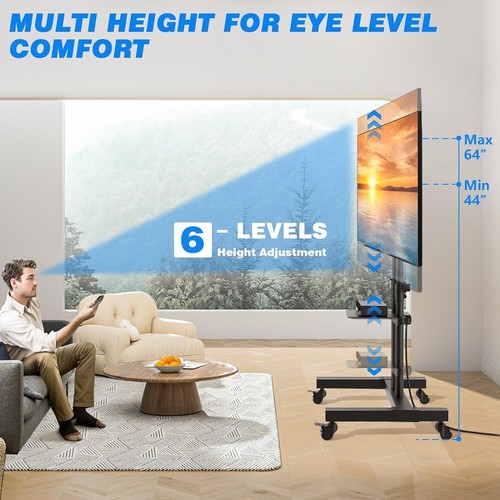 Height Adjustable Mobile TV Stand for 32-83'' TVs - Stable & Convenient Design - Picture 7 of 9