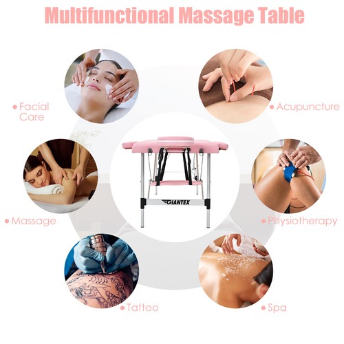 Giantex Adjustable 84"L Portable Massage Table Salon Spa Bed w/ Carry Case - Picture 5 of 24