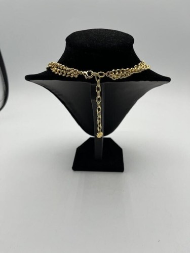 TALBOTS CHUNKY Double Strand Beaded Necklace - Gray Cats Eye, Black and Crystal - Picture 3 of 4