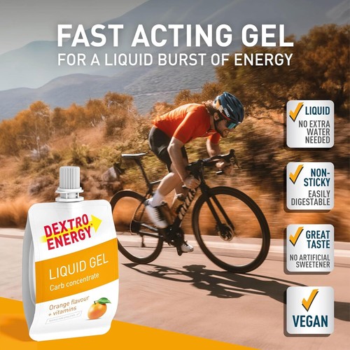 Dextro Energy Orange + Vitamins Liquid Gel | Non-Sticky, High Carb with 28 g of - Picture 4 of 4