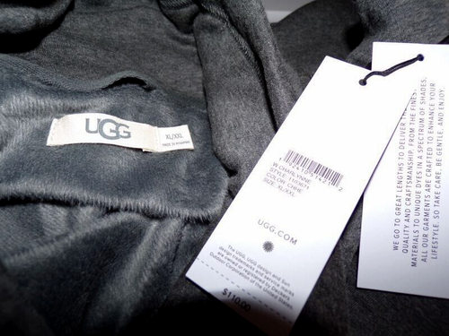 UGG Gr. XL/XXL Fleece gefüttertes Cape/Poncho Ärmel Taschen ungleichmäßiger Saum anthrazit Neu mit Etikett - Bild 4 von 10