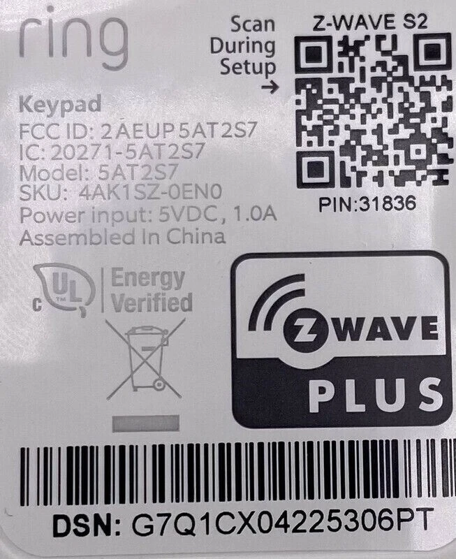 RING Z WAVE PLUS 4HB1U9-0EN0 ALARM BASE STATION AND KEYPAD - Image 2 of 4