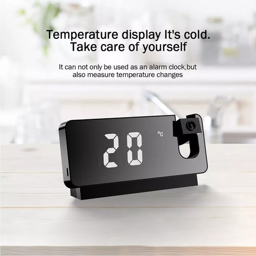 Reloj despertador de proyección portátil alimentado por USB reloj de cabecera relojes silenciosos para dormir - Imagen 11 de 16