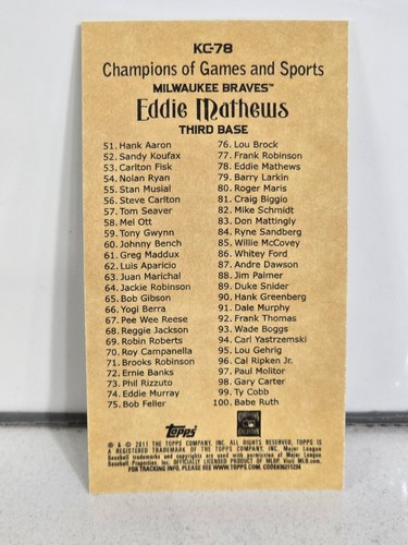 Topps Kimball Champions 2011 Inserto Mini #KC1-150 ¡Tú eliges! - Imagen 61 de 129