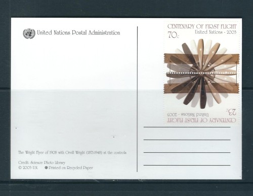 UN SC # NY 841a Powered Flight Centenary  On A United nations postal Card . - 第 1/2 張圖片