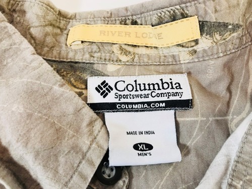 CAMISA COLOMBIA RIVER LODGE PESCADOR BOTONES MANGA CORTA BRONCEADA HOMBRE XL 🐟EUC - Imagen 4 de 5