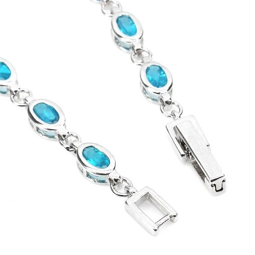 Silver Bracelet Apatite Genuine Natural Mined Gems Solid Sterling 7 Inch - Picture 12 of 24