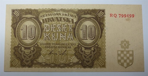 CROATIA Yugoslavia Germany 10 kuna 1941 XF+ NDH World war II Occupation P 5b - Picture 3 of 6