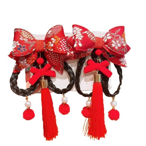 Chinese Style New Year Barrettes Hair Accessories Red Bow Hair Clip Children N7 - Picture 3 of 11