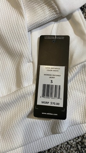 Adidas Women's Size Small White Textured Full Zip Layer Golf Jacket *Flaw - Picture 2 of 6