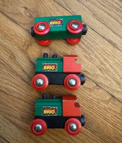 Brio Imaginarium 3PC Wood Train Set White Orange Black Magnetic Vintage - Picture 1 of 8