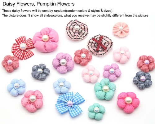 100 Count Mix Satin Ribbon Rose Flowers Bows Appliques Organza Daisy Flower E... - Picture 9 of 9