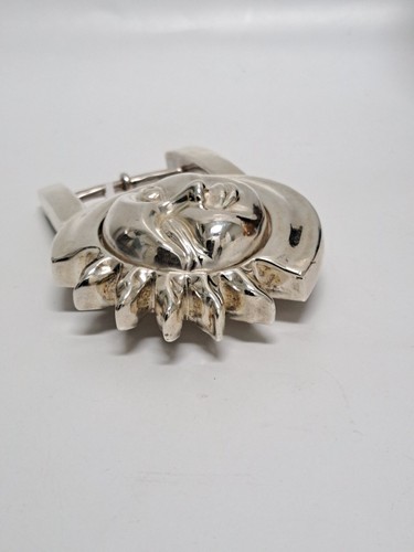 Barry Kieselstein Cord Vintage Sterling Silver Sun Face Large 4" Belt Buckle - Picture 2 of 6