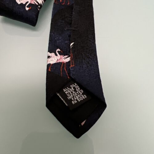 De Colección Van Heusen Corbata de Seda Isla Velero Flamenco Palmeras Puesta de Sol - Hecho en EE. UU. - Imagen 3 de 5