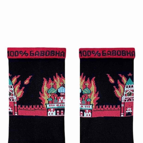 Kremlin is burning Mid-Calf Black Socks | Moscow on fire | Fun Style - Picture 2 of 4