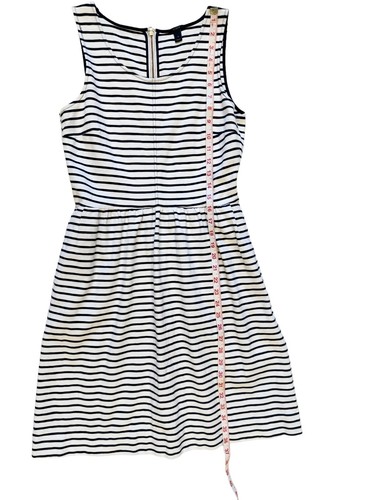 J Crew Dress Sz 4 Black White Striped Fit Flare Shift Cotton Gold Exposed Zipper - Picture 5 of 10