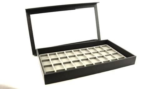 Large Black Display Tray Case with Detachable Lid & Choice of Grey Insert 83-2F - Picture 11 of 12