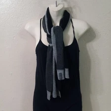 HIGH SIERRA ACRYLIC WASHABLE SCARF/SHAWL 58" X 9.5" GRAY BLACK STRIPED 5050