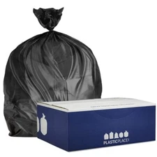 Plasticplace 12-16 Gallon Trash Bags - Black, Case of 250 Garbage Bags