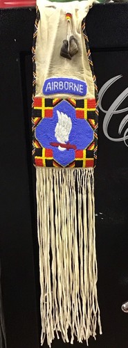 ANTIQUE LAKOTA/SIOUX ARMY AIRBORNE CUSTOM PIPE BAG ~ (VIETNAM WAR ERA - 1980'S) - Picture 1 of 7