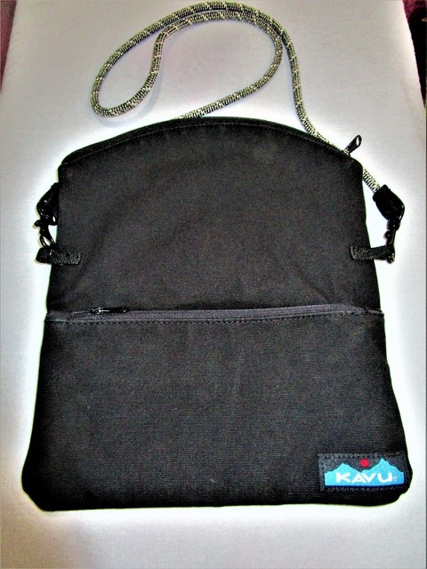 KAVU Unisex Black Canvas Tote Crossbody Detachable Rope Strap Gray Nylon Lined KAVU Unisex Black Canvas Tote Crossbody Detachable Rope Strap Gray Nylon Lined