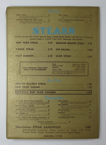 Menù Ristorante Vintage Richie's Pancake House BBQ San Bernardino CA anni 60 - Foto 6 di 6