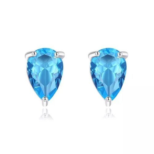 Damen Ohrringe Ohrhänger Rhodiniert Blue Zirkonia Kinder Ohrschmuck Modeschmuck - Bild 2 von 5