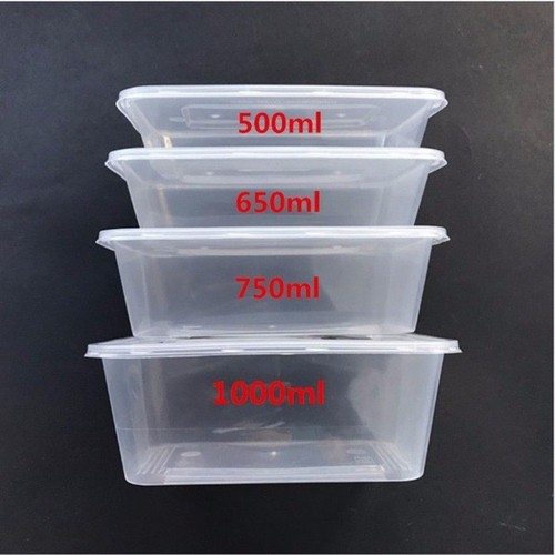 TAKE AWAY CONTAINERS & LIDS Reusable PLASTIC FOOD CONTAINER 500,650,750,1000ml - Picture 2 of 5