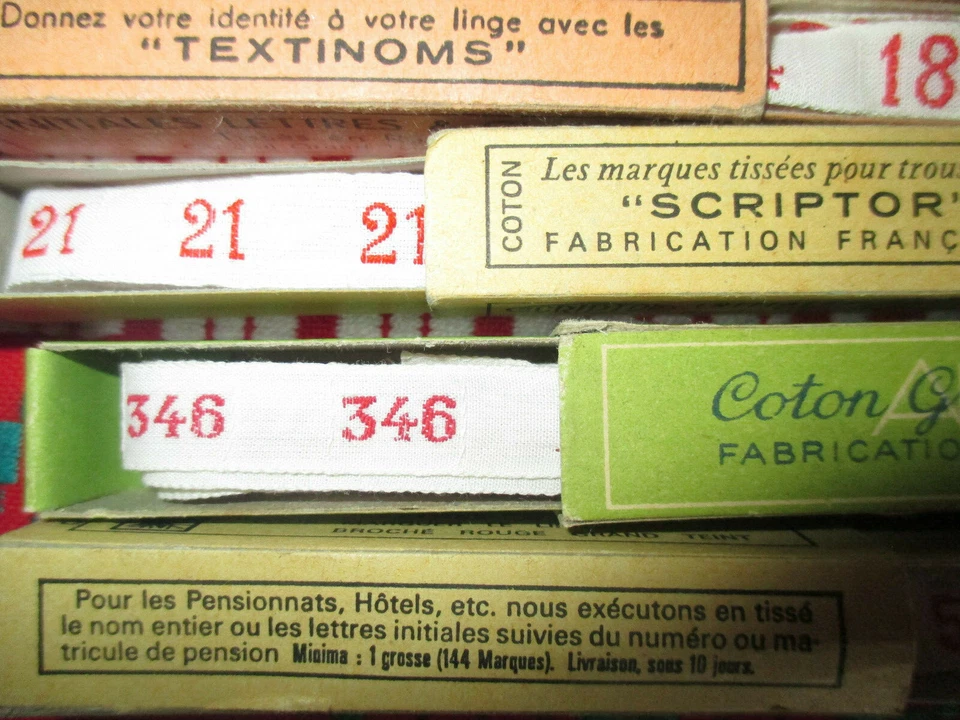 RUBANS TEXTILES ANCIENS NUMEROS DANS LEUR BOITES D'ORIGINE - Photo 4/4