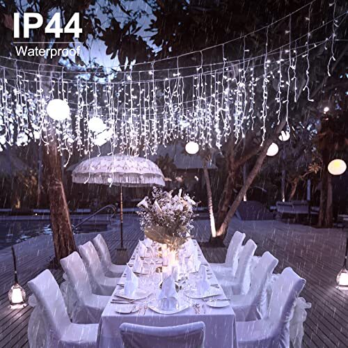 Icicle Lights Outdoor - 40 FT 432 LED Icicle Christmas 432 LED 40 FT White - Afbeelding 3 van 7