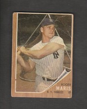 ROGER MARIS #1  1962 TOPPS BASEBALL  LOWER GRADE/CREASE****