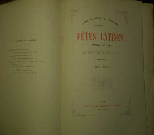 JEUX FLORAUX / FÊTES LATINES DE FORCALQUIER ET DE GAP 1882 - Imagen 2 de 6