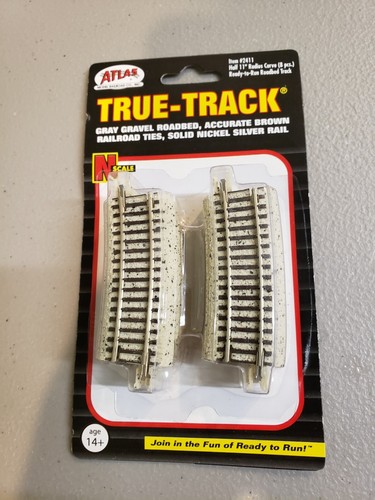 Atlas #2411 CODE 65 N Scale TRUE TRACK Half 11" Radius 22.5-Degree - (8 PCS) - Picture 1 of 2