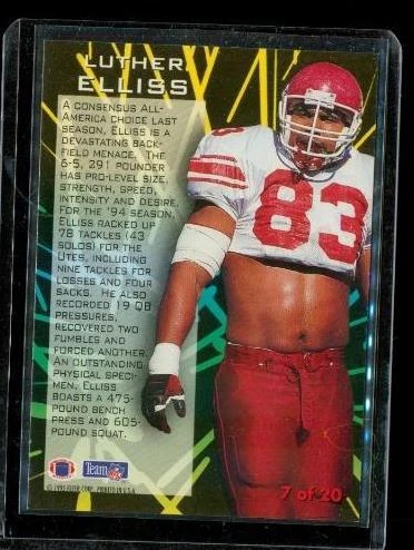 Vintage 1995 FLEER PROSPECTS Glitter Football Card #7 LUTHER ELLISS Lions - Image 2 of 2