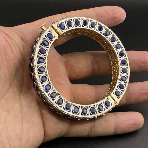Beautiful Traditional Imitation Blue Sapphire Cuff Bracelet For Any Occasion - Picture 7 of 14