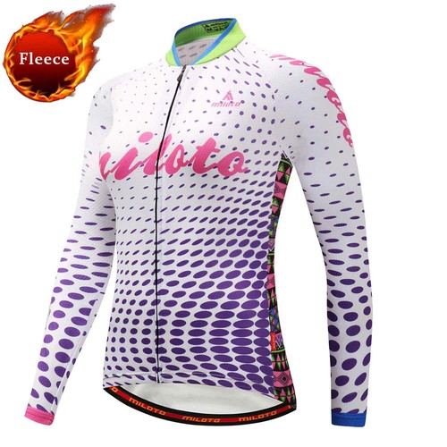 Miloto Women's Thermal Cycling Jersey Long Sleeve Winter Fleece Bike Cycle Shirt - Picture 15 of 24