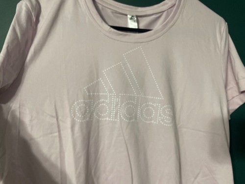 Adidas Damen Workout Logo Crop Tee Outlined Print Pink Weiß Gr. Medium Neu - Bild 3 von 4