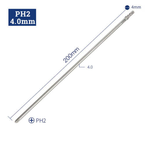 Magnetic PH0 PH1 PH2 Phillips Screwdriver Bit Long Impact Driver Drill 4mm Shank - Picture 29 of 39