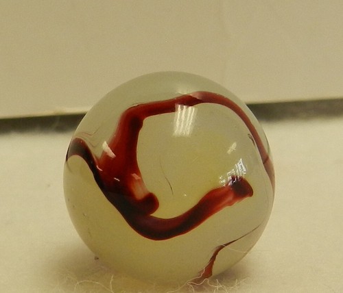 #18694m Large .74 Inches Anemic Vintage Akro Agate Egg Yolk Oxblood Marble - Picture 11 of 12