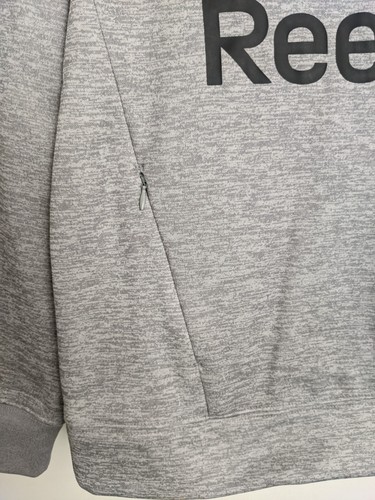 Neu Reebok Jungen grau Fleece gefüttert Pullover Shirt mit durchgehendem Reißverschluss Tasche 18 XXL - Bild 3 von 6
