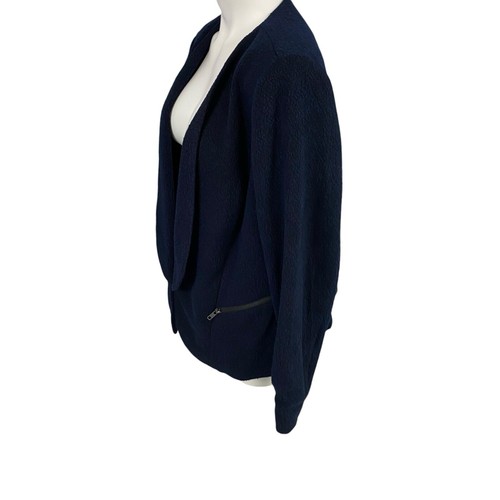 Sejour Blazer Womens 14W Blue Knit Work Office Basic Jacket Zipper Pockets - Picture 12 of 16